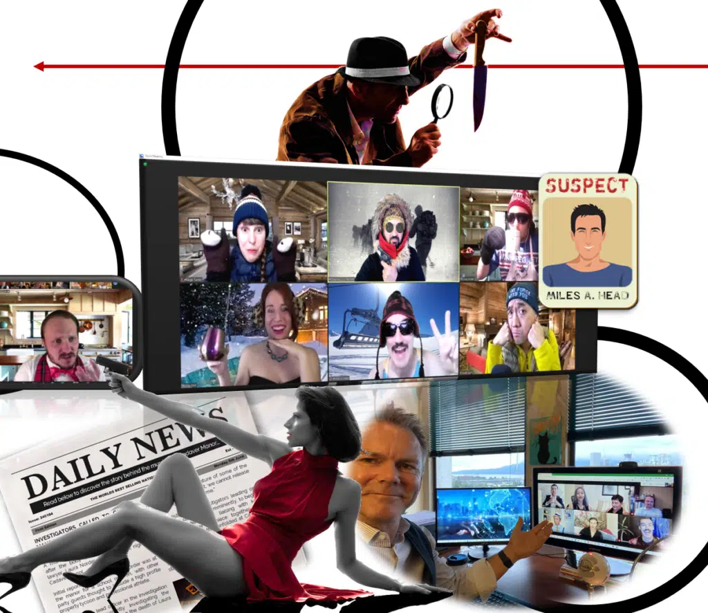 Virtual Murder Mystery Teambuilding Collage